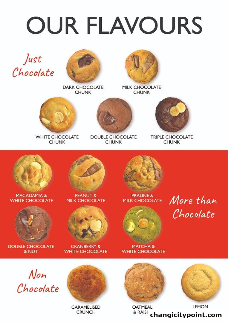 A display of various cookie flavors offered by Ben's Cookies.