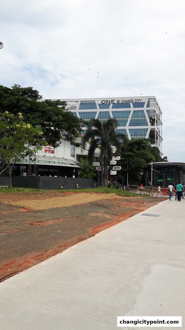 Exterior view of McDonald's and the One @ Changi City building.