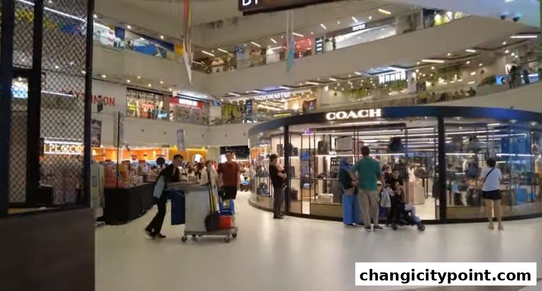 Interior view of a shopping mall with the Coach store prominently displayed.