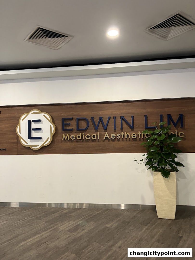 The sign for Edwin Lim Medical Aesthetic Clinic, featuring its logo and name.