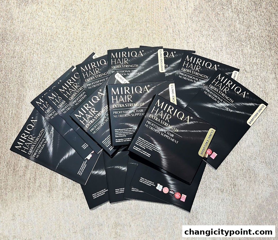 Multiple boxes of Miriqa Hair Extra Strength Professional Hair Nutrition Supplement.