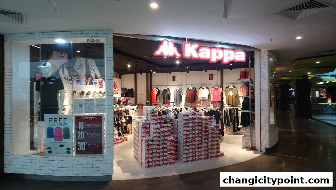 The Kappa store entrance displays apparel, shoes, and promotional offers.