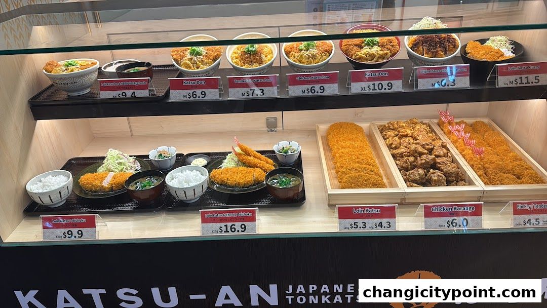 Display of Japanese tonkatsu dishes and prices at Katsu-an.
