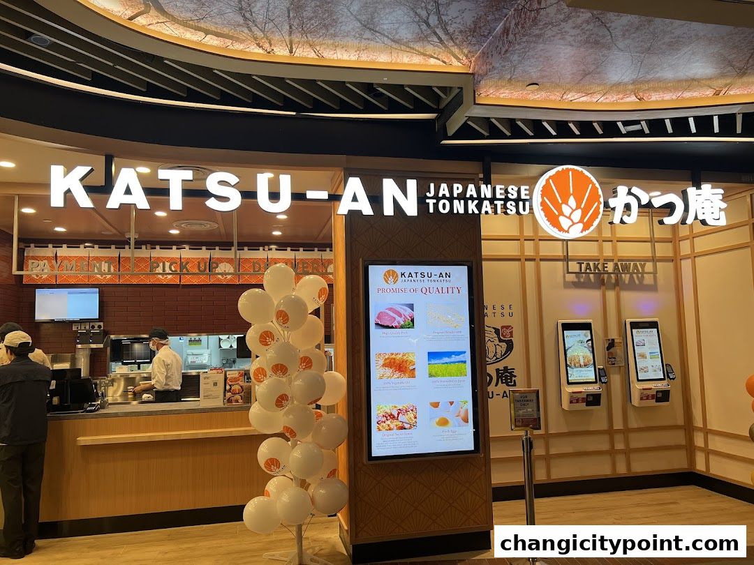 Katsu-an Japanese Tonkatsu shop front with a digital menu and take away signs.