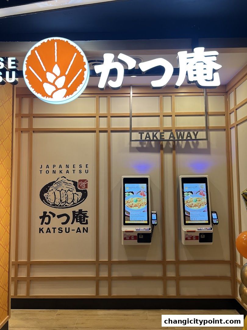 Katsu-an Changi City Point shop front with signage and self-order kiosks.
