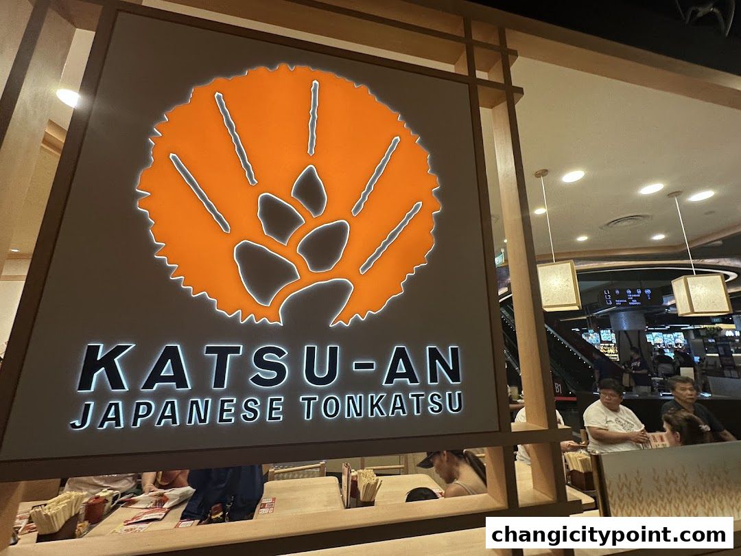 The illuminated sign for Katsu-an Japanese Tonkatsu restaurant.