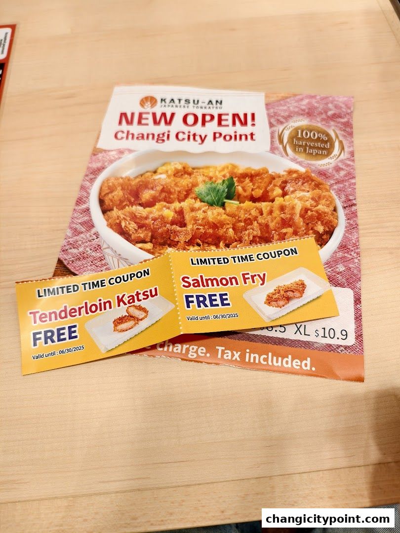 A flyer for Katsu-an Japanese Tonkatsu announcing their new opening with special coupons.