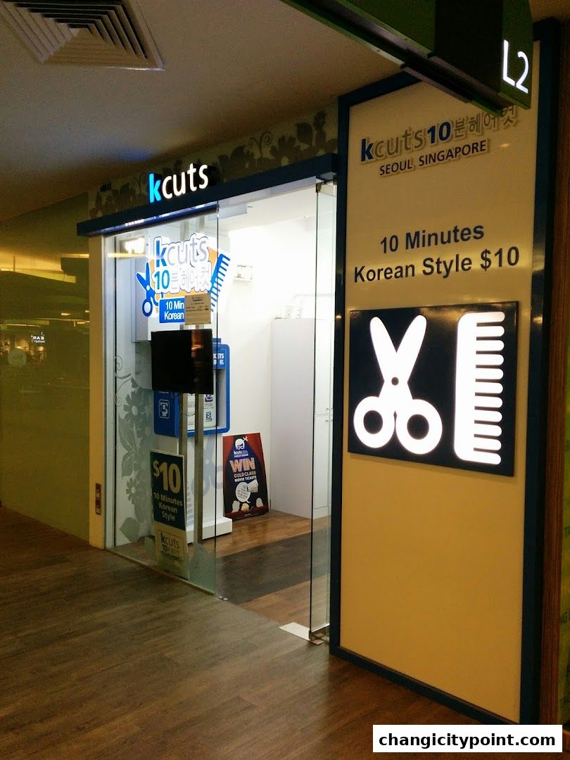 The exterior of a kcuts hair salon offering 10-minute Korean style haircuts for $10.