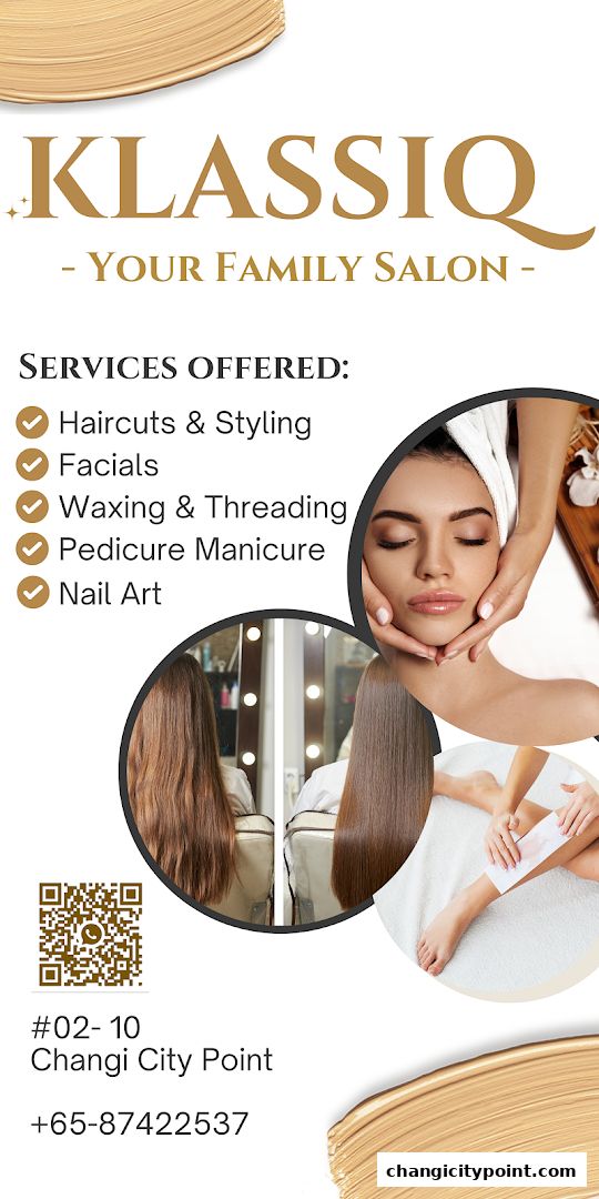 Klassiq Family Salon offers haircuts, facials, waxing, manicures, and nail art services.
