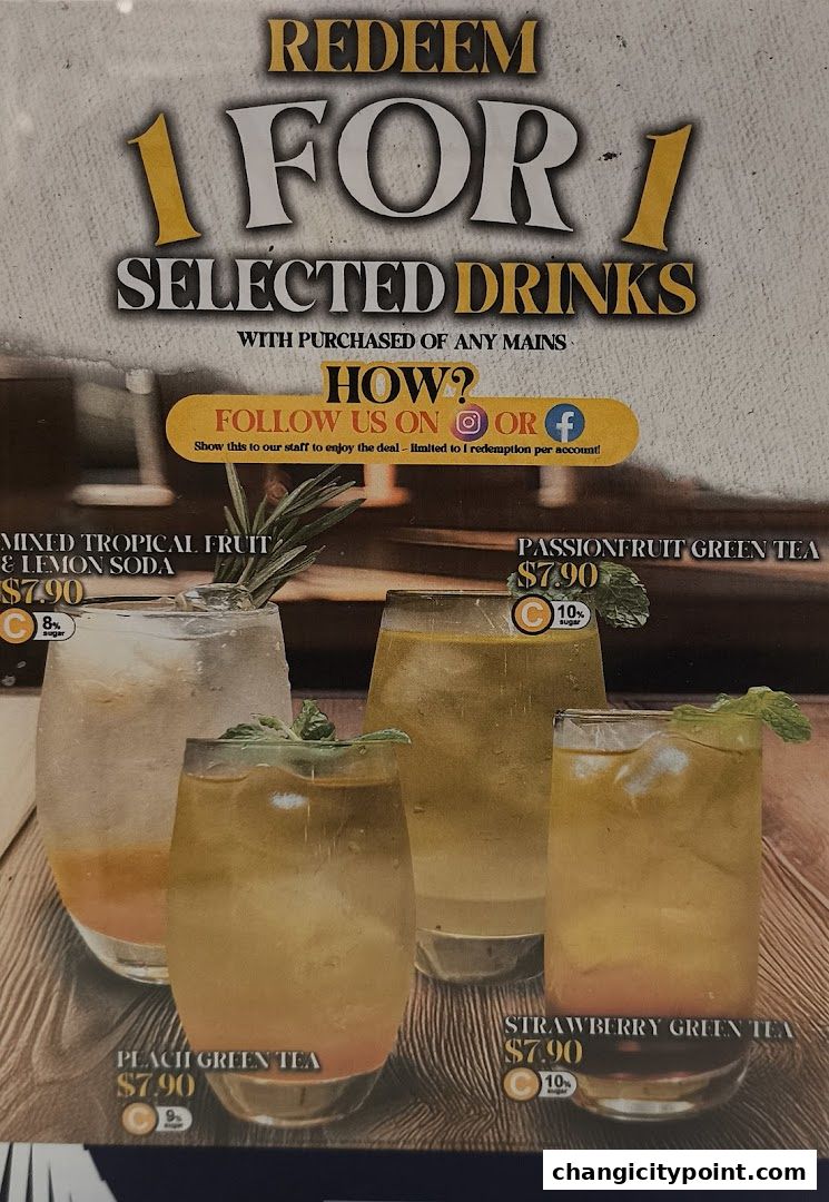 A promotional poster for selected drinks with a 1-for-1 offer.