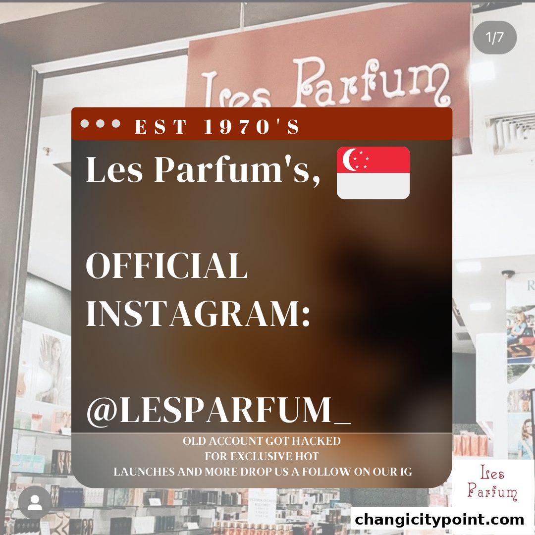 Les Parfum's official Instagram handle is displayed with a Singapore flag.