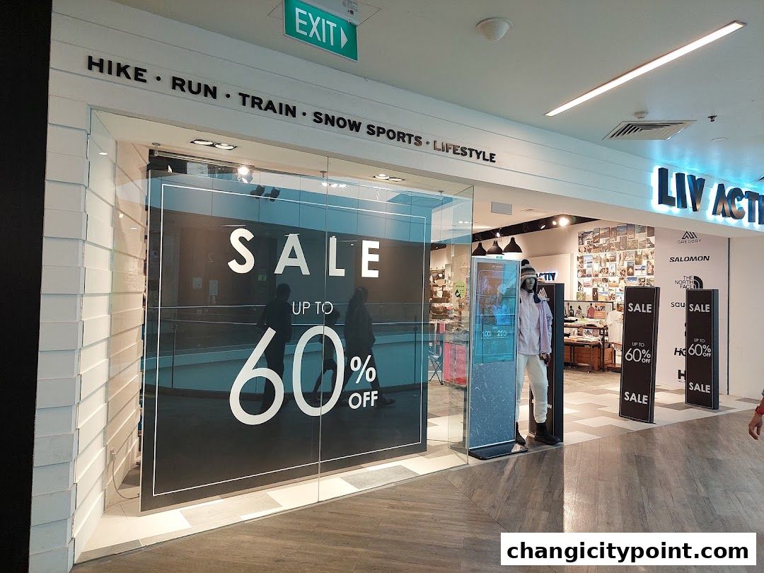 Liv Activ store front with a large 'SALE UP TO 60% OFF' display.