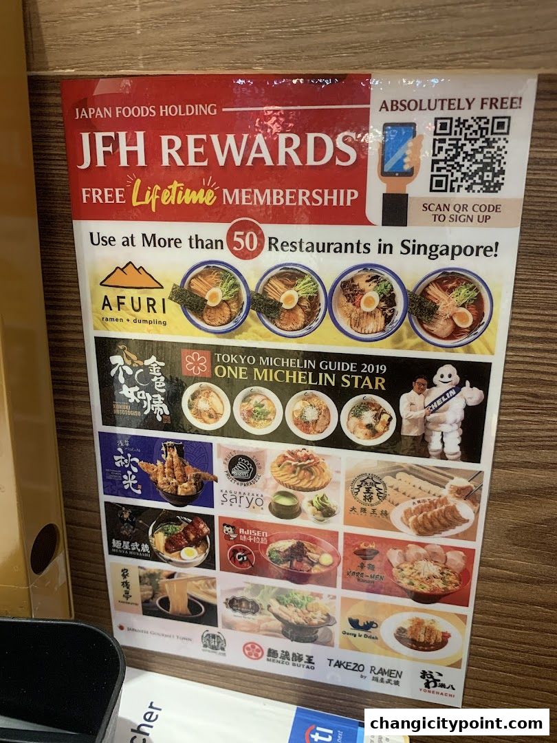 A flyer advertising JFH Rewards with free lifetime membership for over 50 restaurants.