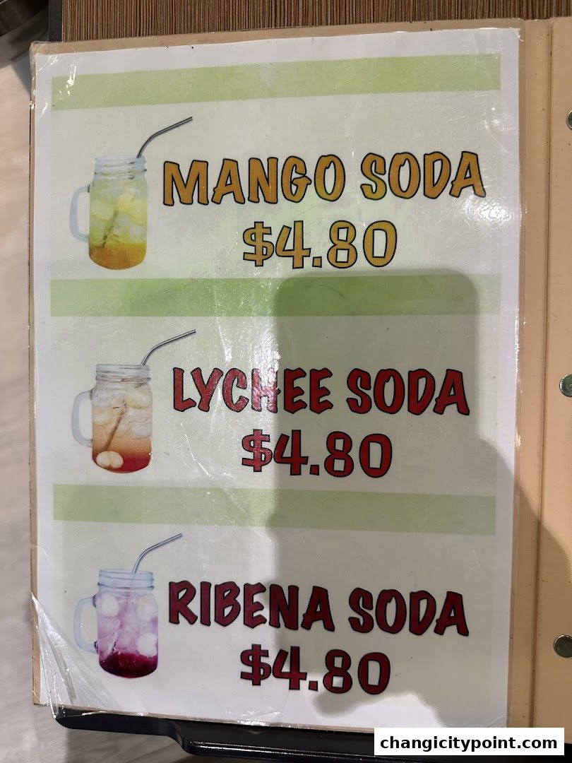A menu displaying three types of soda drinks with their prices.
