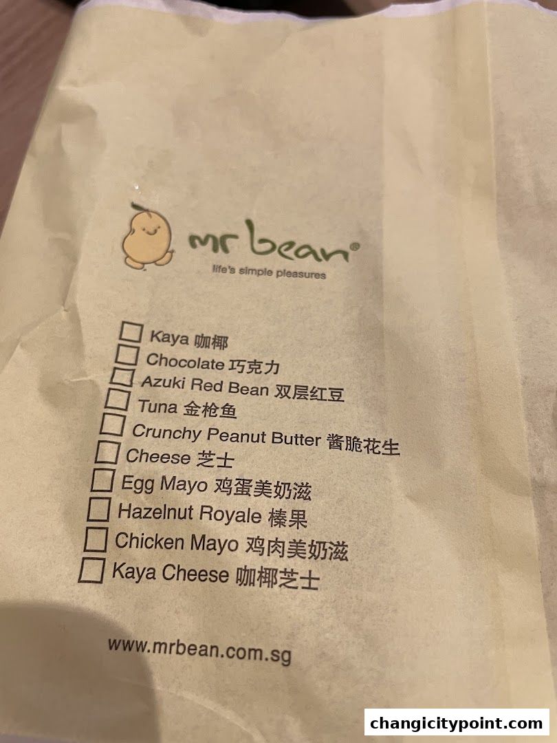 A list of Mr Bean's menu items with checkboxes and Chinese translations.