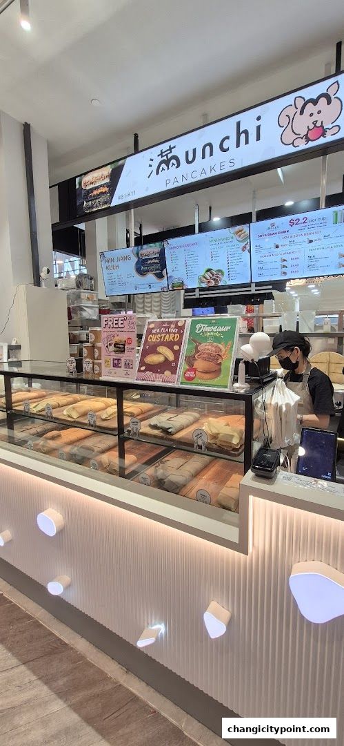 A display of freshly made pancakes and crepes at Munchi Pancakes.