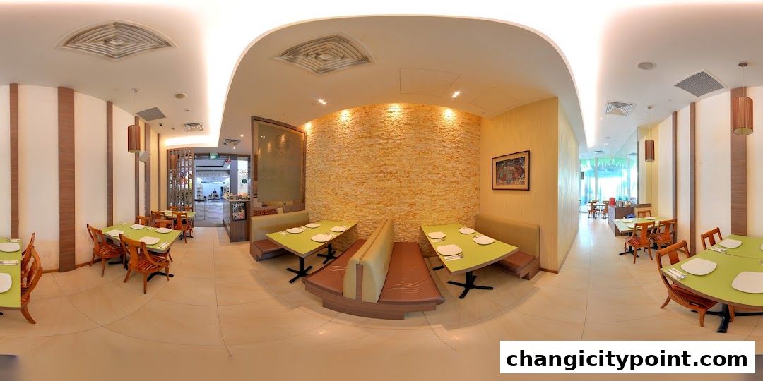 Interior view of Pondok Kartika restaurant with tables and seating.