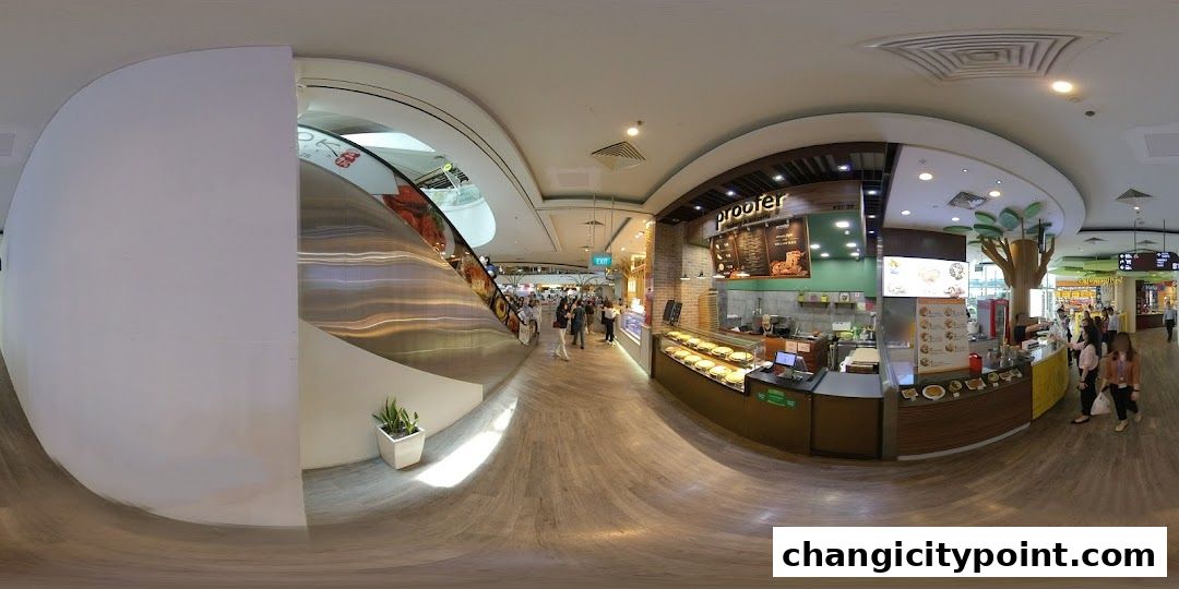 A view of Proofer Boulangerie shop with baked goods and a menu displayed.