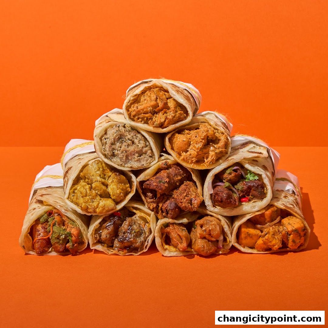 A pyramid of delicious, assorted rolls filled with various savory ingredients.