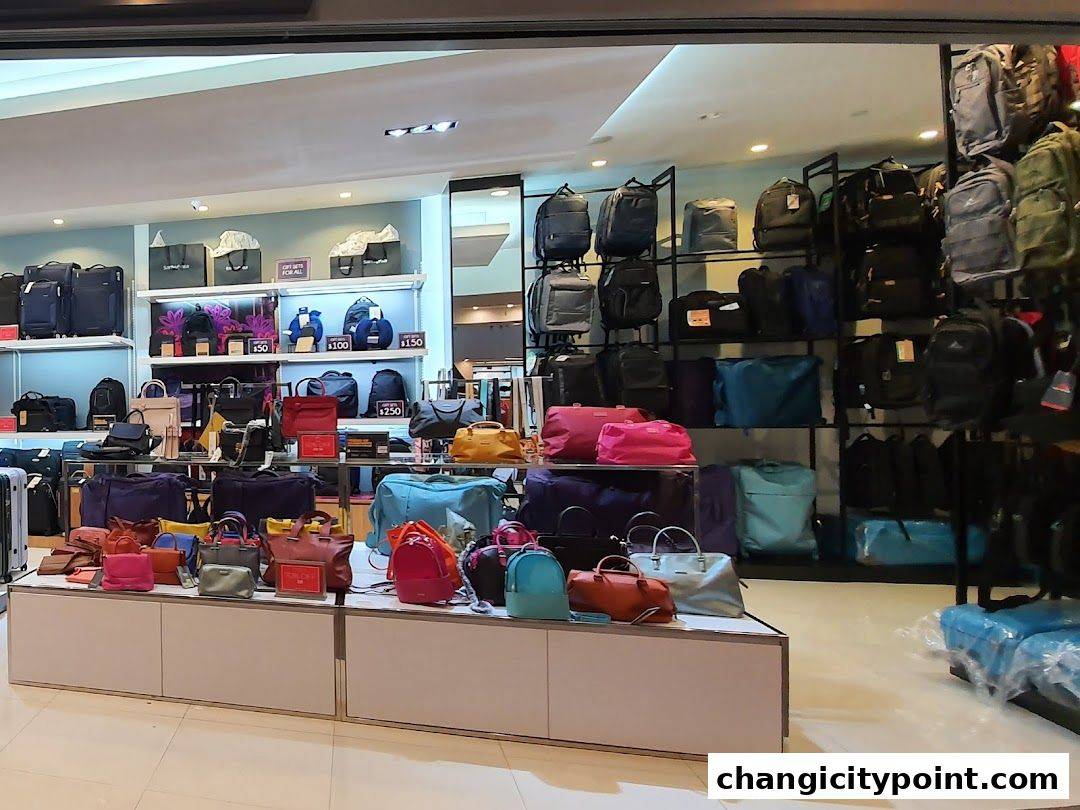 A wide selection of luggage, backpacks, and handbags displayed in a retail store.