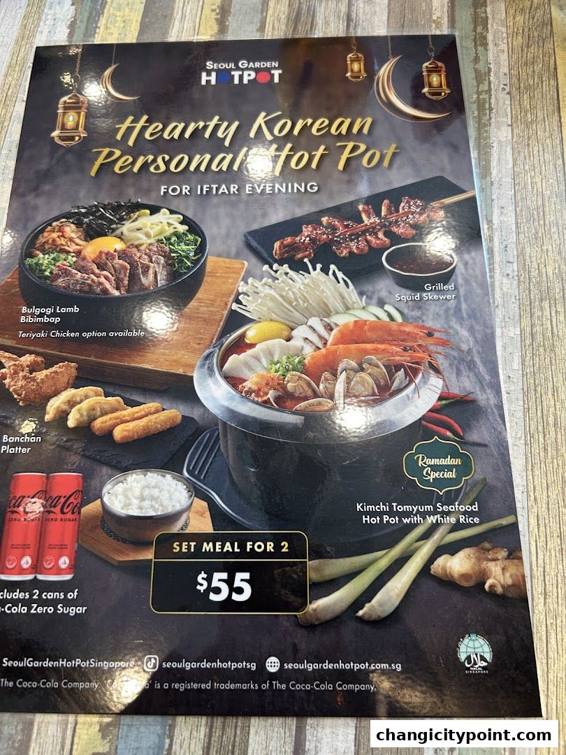A menu for Seoul Garden Hot Pot featuring a set meal for two.