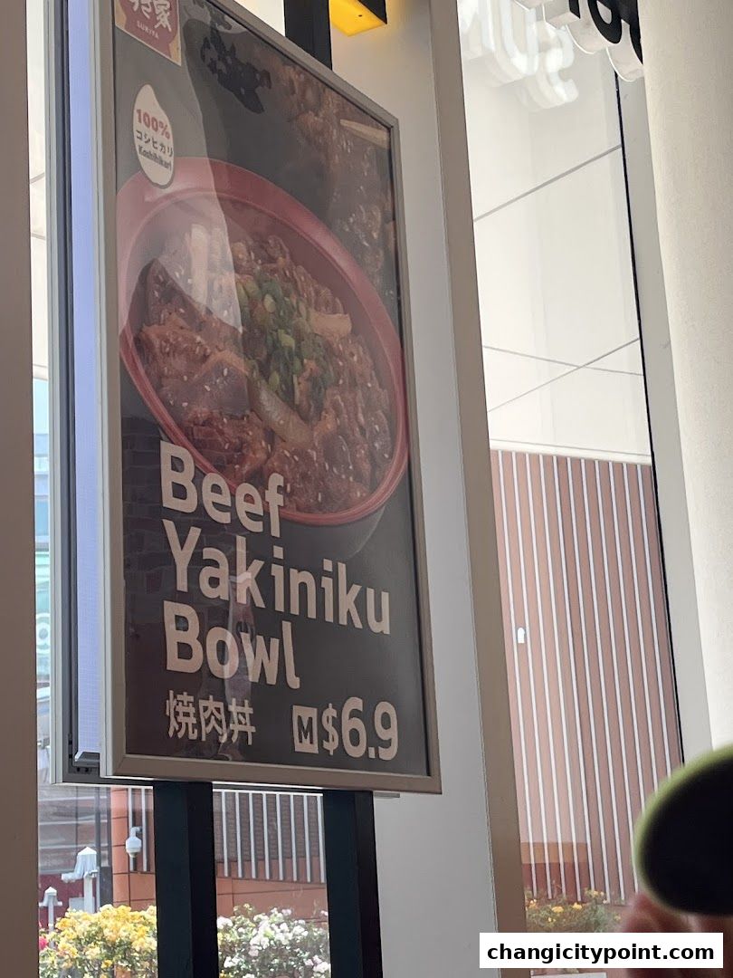 A poster advertising Sukiya's Beef Yakiniku Bowl for $6.9.