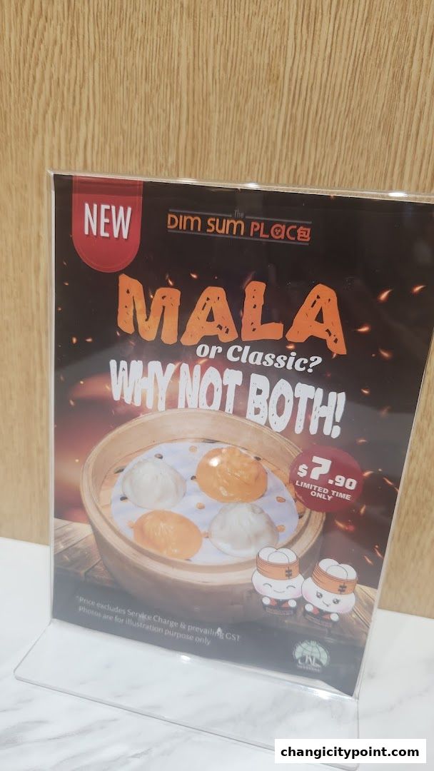 A promotional sign for The Dim Sum Place featuring Mala or Classic dim sum.