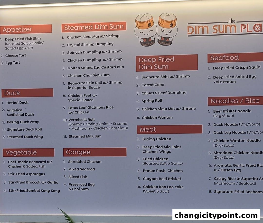 A menu board displaying various dim sum, seafood, meat, and noodle dishes.