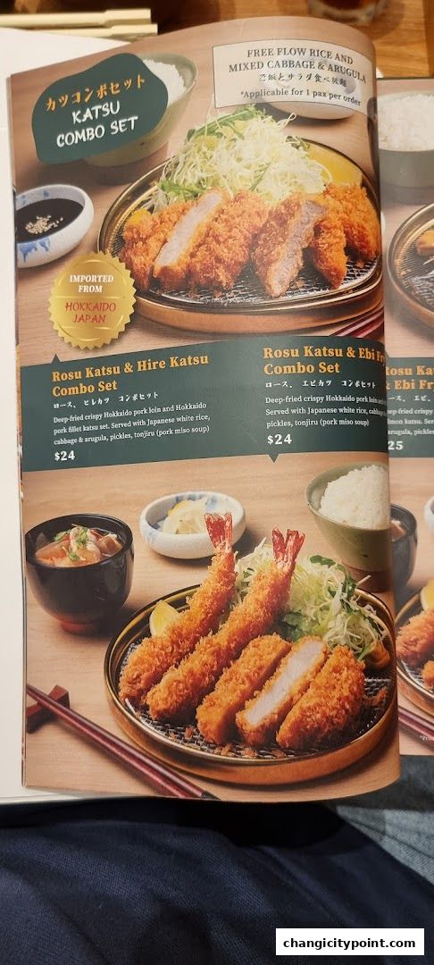 A menu showcasing Katsu combo sets with deep-fried pork and shrimp.