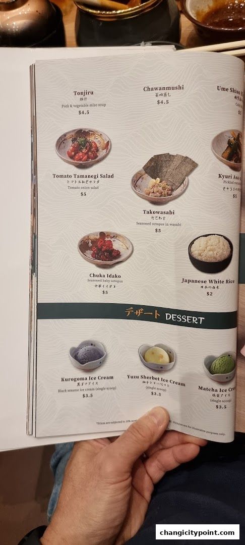 A menu page from Tonkatsu ENbiton featuring various Japanese dishes and desserts.