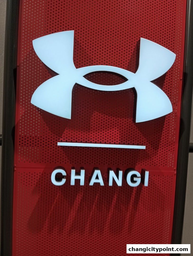 The Under Armour logo and 'CHANGI' text are displayed on a red perforated background.