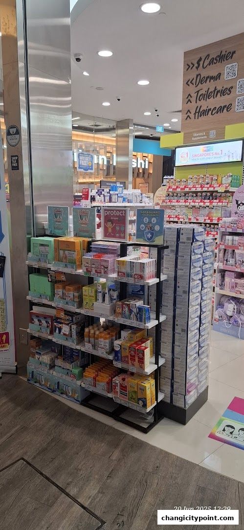 Watsons store interior with shelves stocked with health and beauty products.