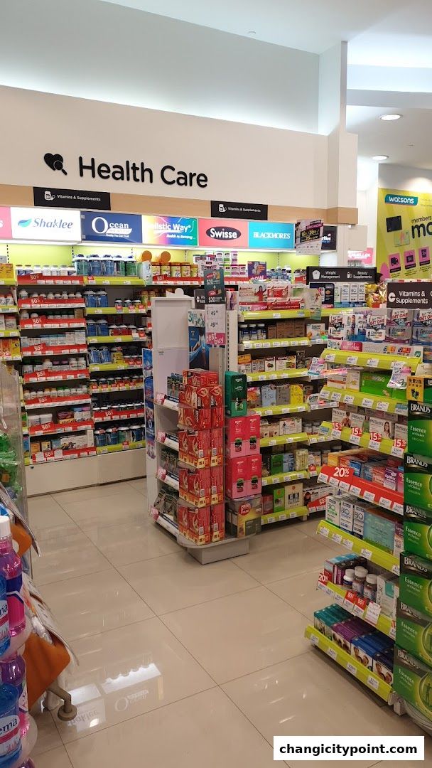 Interior view of a Watsons store with shelves stocked with health and beauty products.