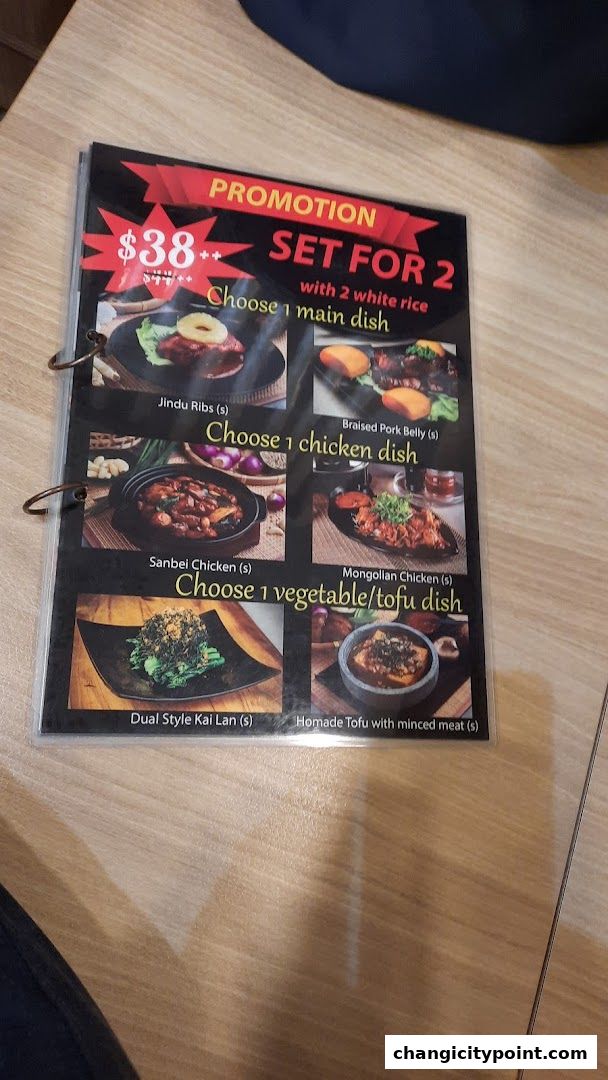 A promotional menu for a Set for 2 meal at Wok Master Changi City Point.