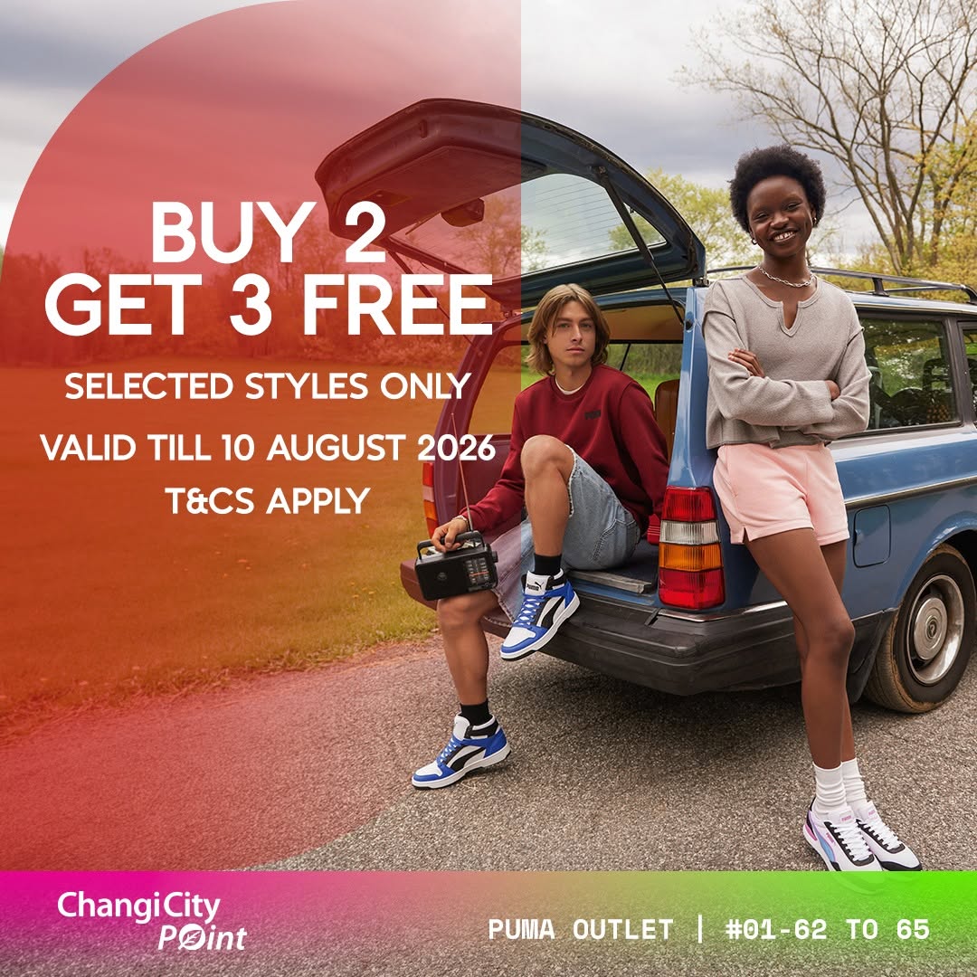 PUMA Outlet Buy 2 Get 3 Free promotion at Changi City Point