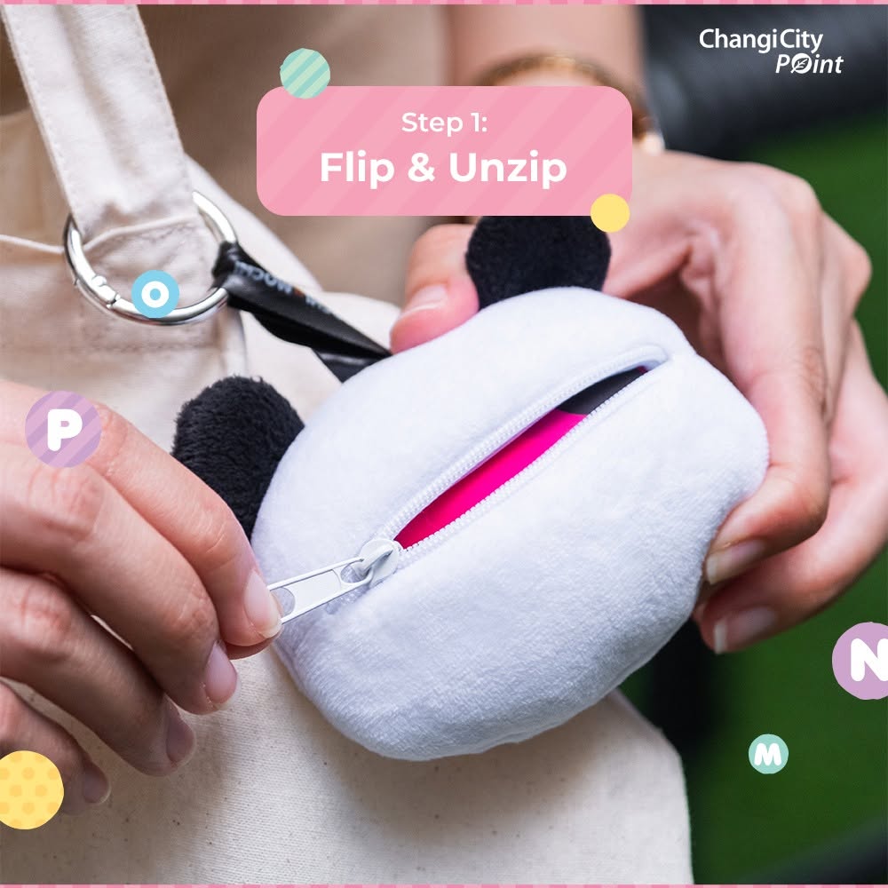 Step 1 Flip and Unzip the Mochi Mochi Panda Plushie Pouch