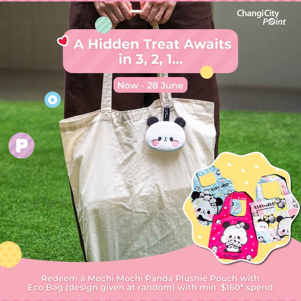Mochi Mochi Panda Plushie Pouch with eco bag redemption at Changi City Point